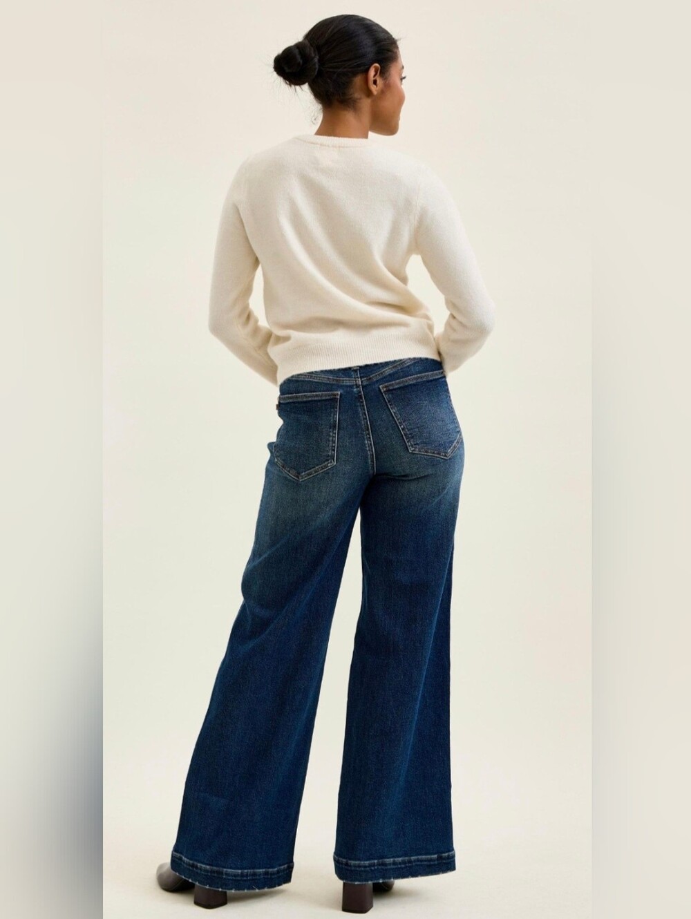Judy Blue HR LUX Dark Fade Wash Retro Wide Leg Jeans Patch Pockets Various NEW - Picture 7 of 9